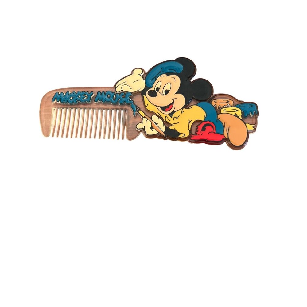 Vintage 80s Disney Mickey Mouse Plastic Comb Acrylic Painter 7"